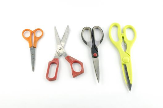 four Scissors isolated with white background