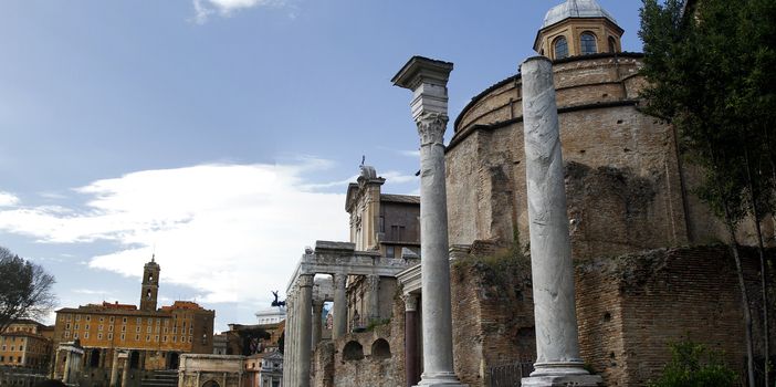 View of the Palatino ruins located in Rome, Italy.