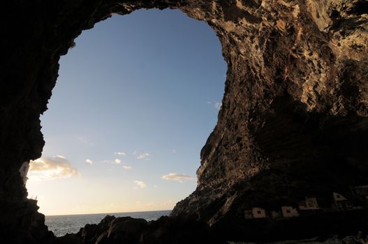 Looking Out Through a Cave on a Volcanic Island