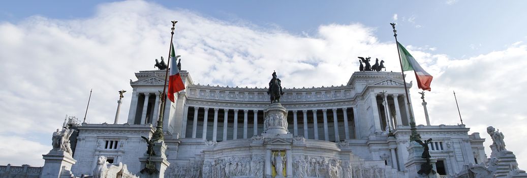 View of the Monument of Victor Emmanuel II, located in Rome, Italy