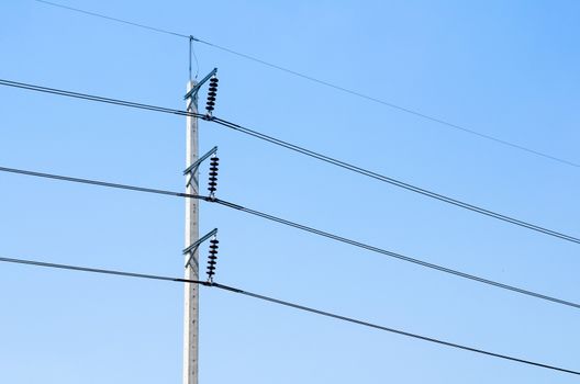 Electricity post on blue sky