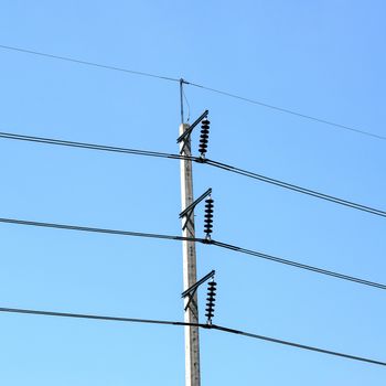 Electricity post on blue sky