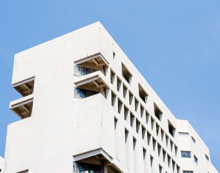 white building texture and blue sky