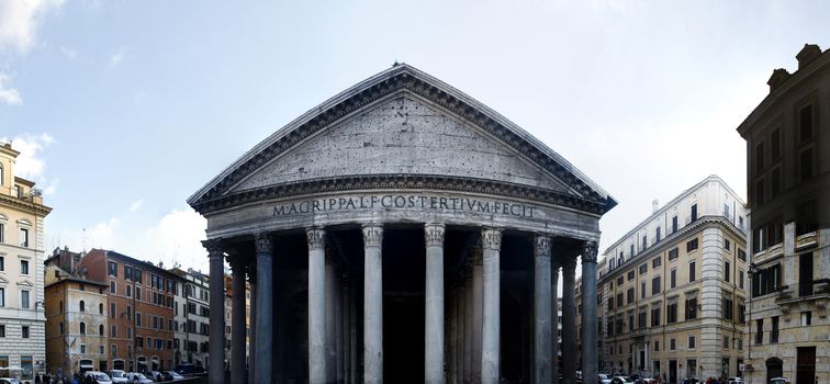 View of the Pantheon located in Rome, Italy.