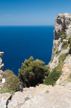 Shot of cliff and blue sea, beautiful view