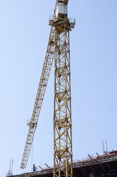 crane on blue sky background