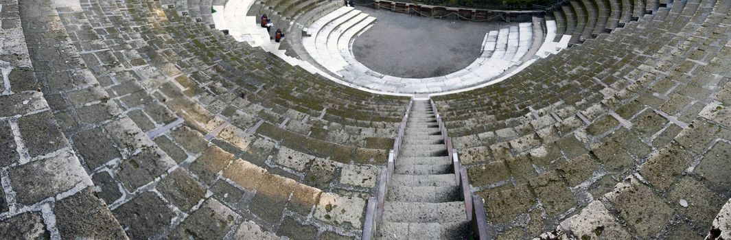 View of the ruins of the archeological Pompeii site, located near Naples, Italy.