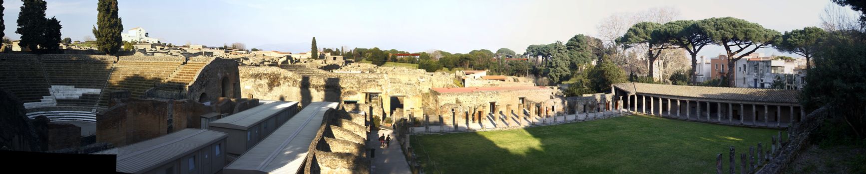 View of the ruins of the archeological Pompeii site, located near Naples, Italy.