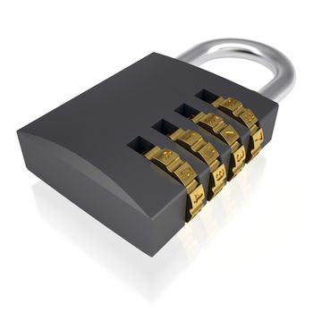 Metal combination lock. Isolated render on a white background