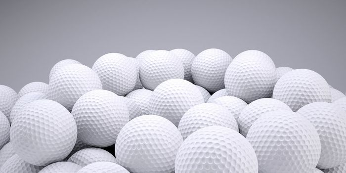 Background is out of golf balls. 3d render