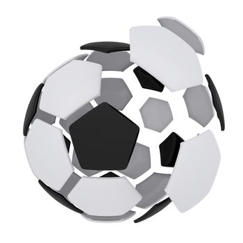 Soccer ball consisting of unconnected parts. Isolated render on a white background