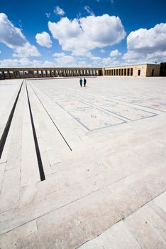 Turks Walking in front of Mausoleum for Turkish Leader Mustafa Kemal Atat��rk in Ankara