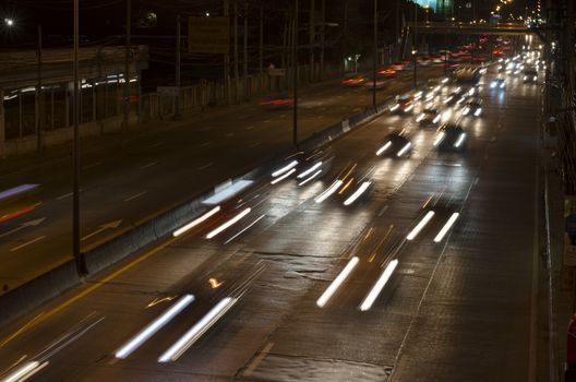 car lights at night in the city