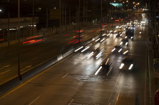 car lights at night in the city