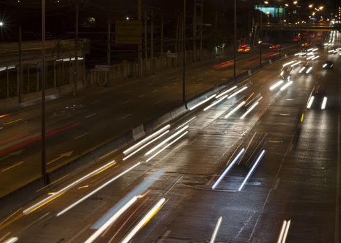 car lights at night in the city