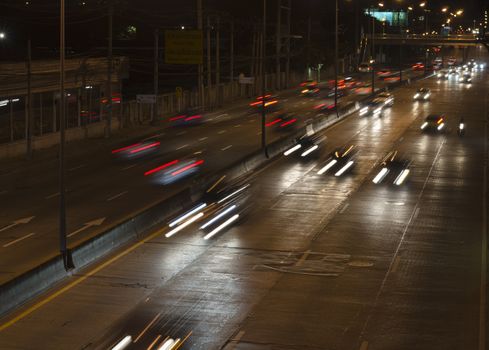 car lights at night in the city