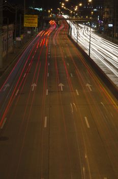 car lights at night in the city