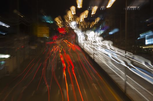 car lights at night in the city