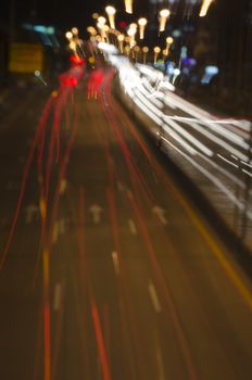 car lights at night in the city