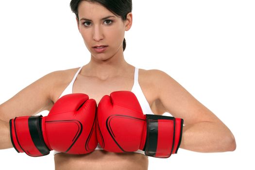 Woman boxing.