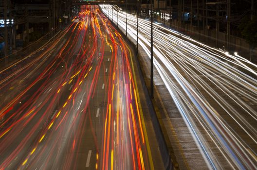 car lights at night in the city