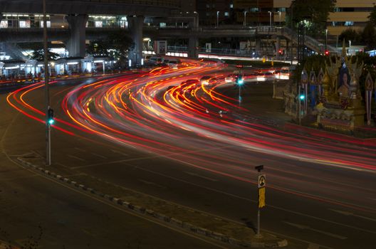 car lights at night in the city