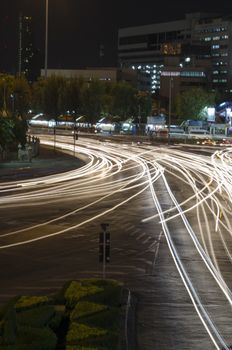 car lights at night in the city