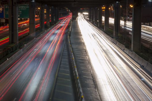 car lights at night in the city