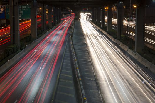 car lights at night in the city