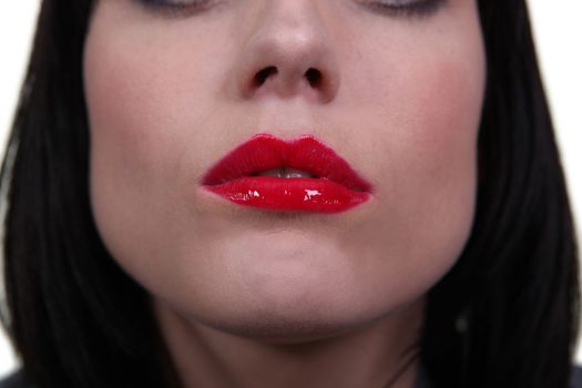 Closeup of a woman's red lips