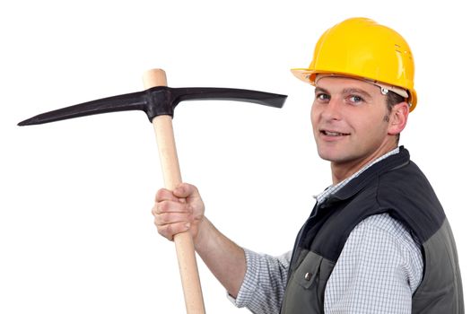 Man with pick-axe