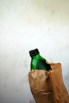 Alcohol In A Brown Paper Bag With Copy Space