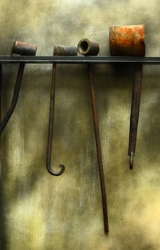 Industrial Image Of Some Grungy Forge Tools