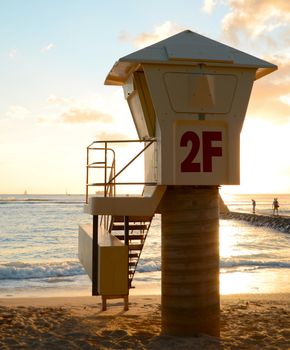 A Lifeguard Station On Waikiki Beach In Hawaii