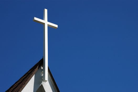 Religious, Spiritual, Christian Image Of A Cross On A Church