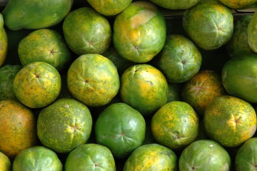 Retail Background of Fresh Guava Fruits at a Market Stall