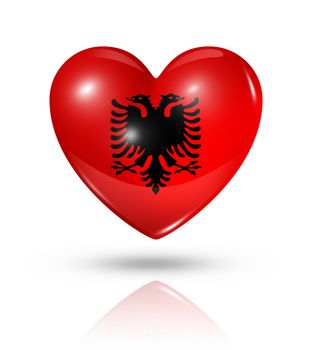 Love Albania symbol. 3D heart flag icon isolated on white with clipping path