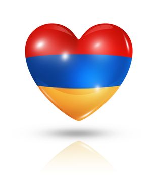 Love Armenia symbol. 3D heart flag icon isolated on white with clipping path