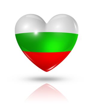 Love Bulgaria symbol. 3D heart flag icon isolated on white with clipping path