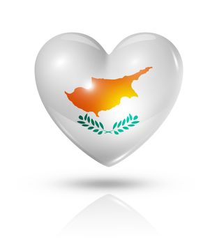 Love Cyprus symbol. 3D heart flag icon isolated on white with clipping path