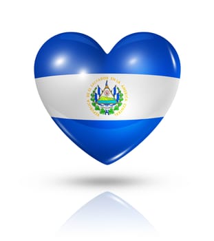 Love El Salvador symbol. 3D heart flag icon isolated on white with clipping path