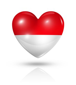 Love Indonesia symbol. 3D heart flag icon isolated on white with clipping path