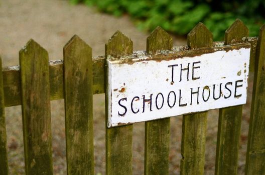 Education Image Of Rustic Sign On School House Gate