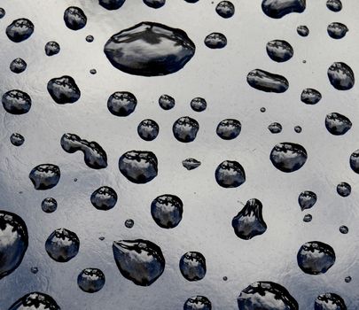 Background Of Pristine Water Drops On Black Metal Surface