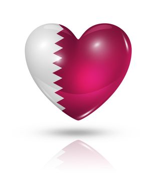 Love Qatar symbol. 3D heart flag icon isolated on white with clipping path