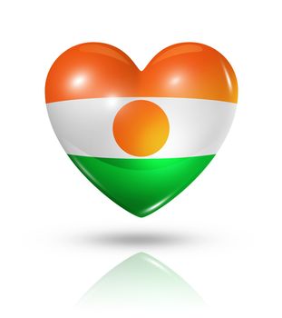 Love Niger symbol. 3D heart flag icon isolated on white with clipping path