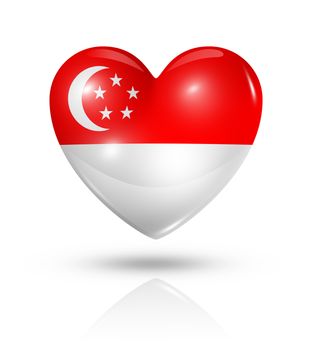 Love Singapore symbol. 3D heart flag icon isolated on white with clipping path