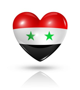 Love Syria symbol. 3D heart flag icon isolated on white with clipping path