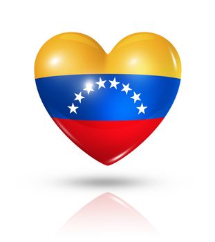 Love Venezuela symbol. 3D heart flag icon isolated on white with clipping path