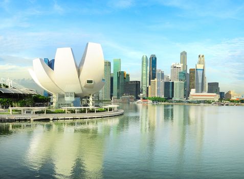 Singapore cityscape. View from Helix Bridge